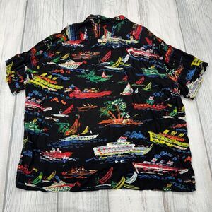 VTG JAMS WORLD Cruising Button Shirt 2XL Black USA Cruise Ship Boat Beach Mens‎